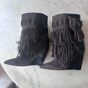 Isabel Marant Jacob Fringe Boot in anthracite, size 39 ~ pre-owned!